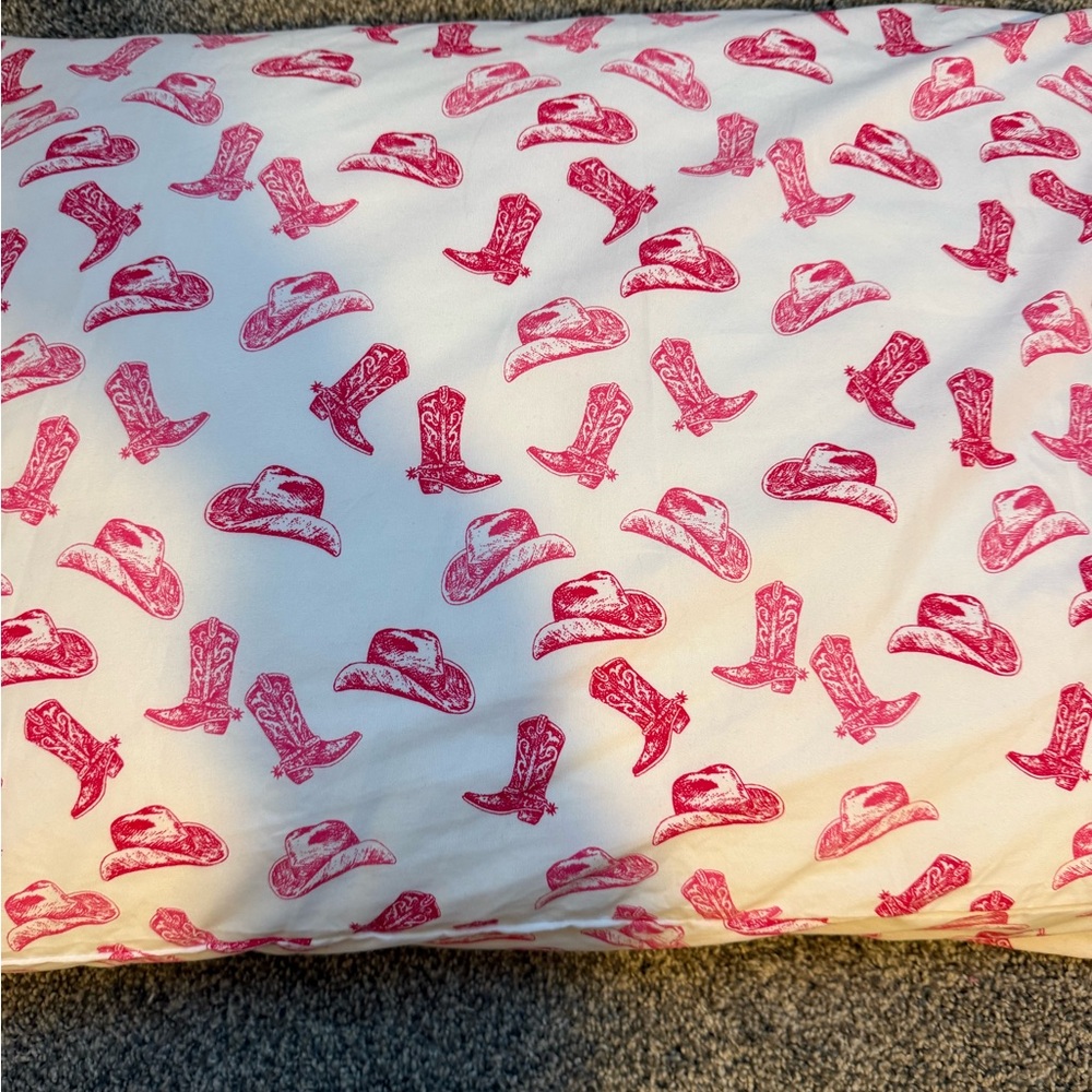 Western Wrangler Pink Cowboy Hat and Boot Pillow cases set of two